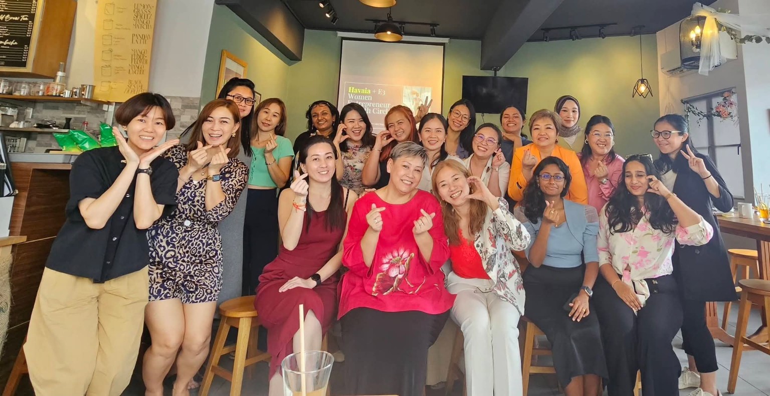 Women entrepreneurs gathering for a business circle