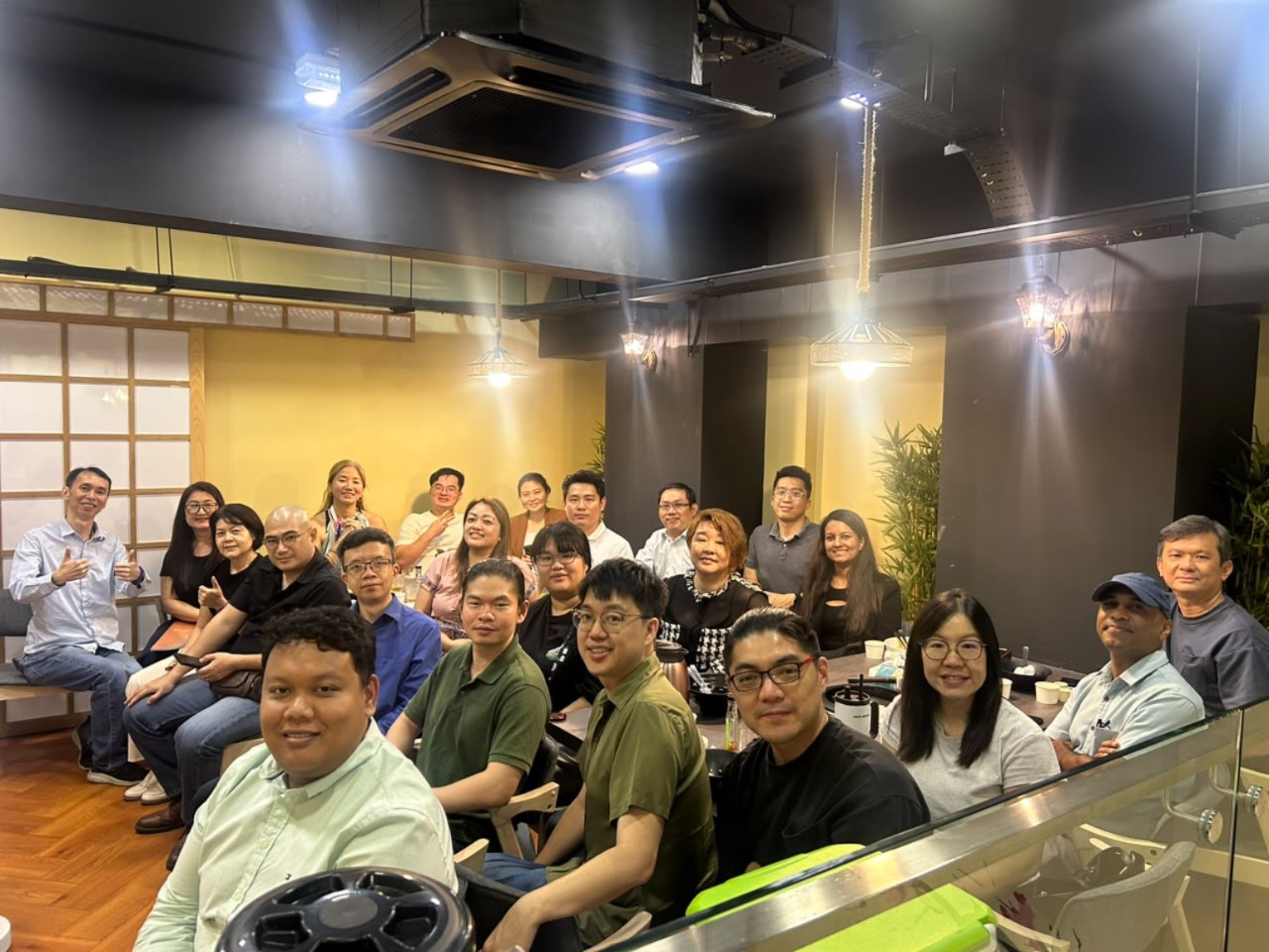Group photo from a café business networking session